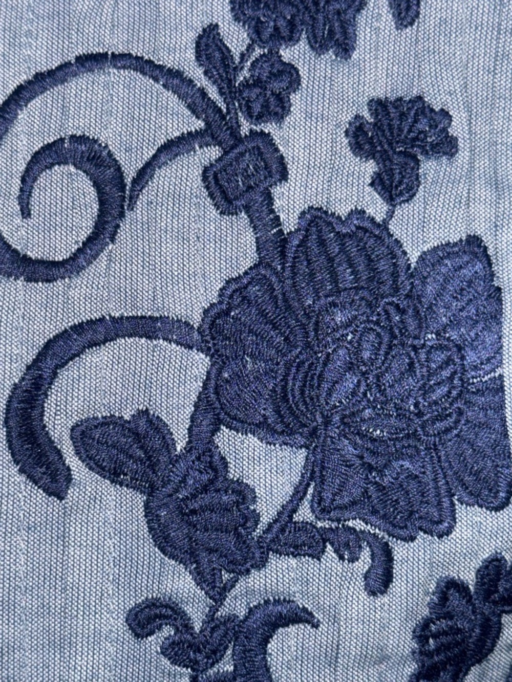 Roaman's Light Blue Midi Dress with Navy Embroidery - Picture 6 of 8